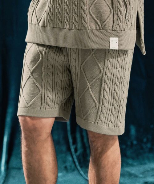【ANGENEHM(アンゲネーム)】Airy yarn cable stitch shorts ニットショートパンツ(AG04-002scf)