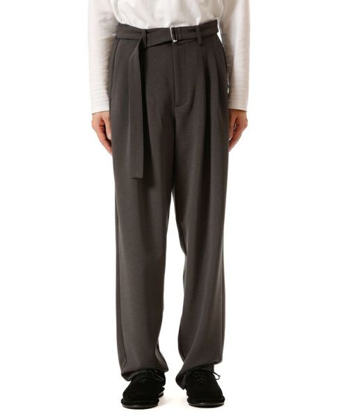 【ATTACHMENT(アタッチメント)】【予約販売10月入荷予定】PE STRETCH DOUBLE CLOTH BELTED WIDE TAPERD TROUSERS ワイドテーパードパンツ(AP52-080)