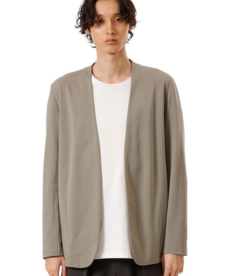 ATTACHMENT(アタッチメント)】 COTTON DOUBLE FACECOLLARLESS CARDIGAN