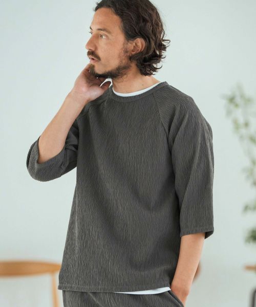 【Magine(マージン)】Textured Jacquard Fabric Raglan Sleeve T-shirt Tシャツ(MGN-252-006)