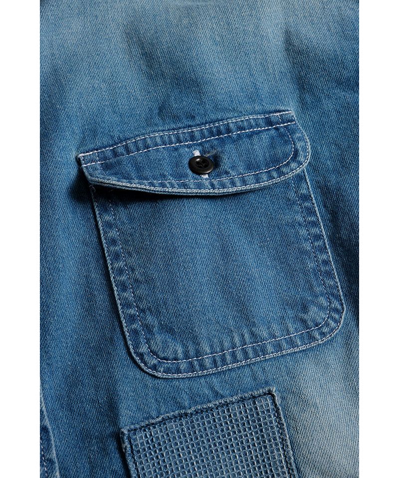 たると　F10 36枚 FDMTL(ファンダメンタル)】PATCH DENIM SHIRT 5YR WASH デニム