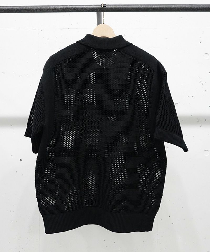 30%OFF【CULLNI(クルニ)】Bi Color Mesh Knit Zip Up Polo Shirt