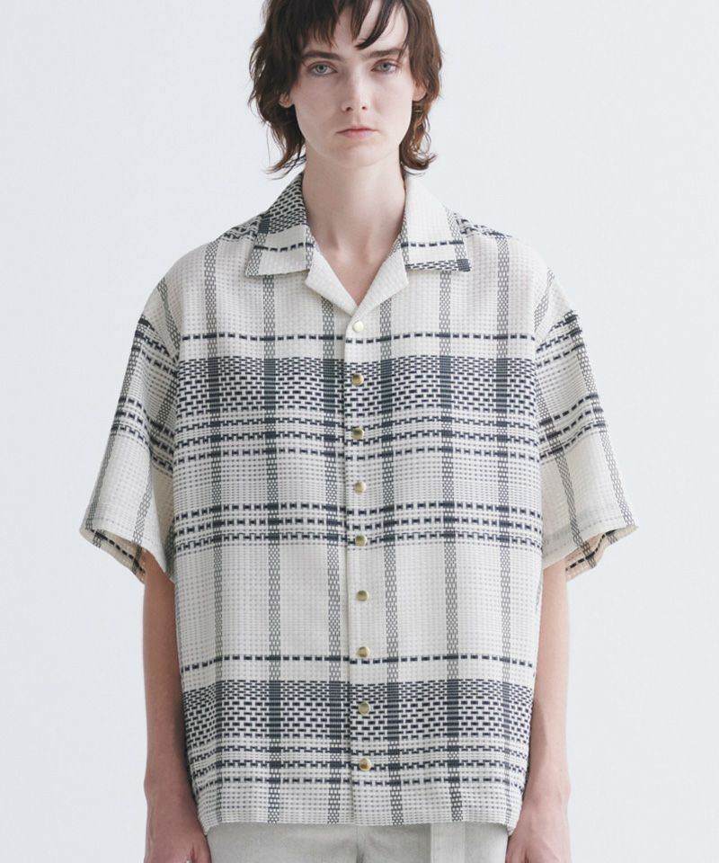 50%OFF【CULLNI(クルニ)】Sheer Tile Check Drawstring Open Coller