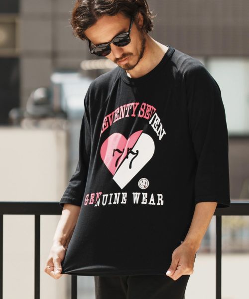 【seventy seven(セブンティセブン)】middle onz raglan 3-4 sleeve t-shits (heartGW) ラグランスリーブTシャツ(7725S110)