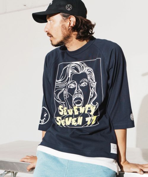 【seventy seven(セブンティセブン)】【予約販売サイズ・カラーにより納期異なる】middle onz  3-4 sleeve t-shirts (77LADY)　七分袖Tシャツ(7725S140)