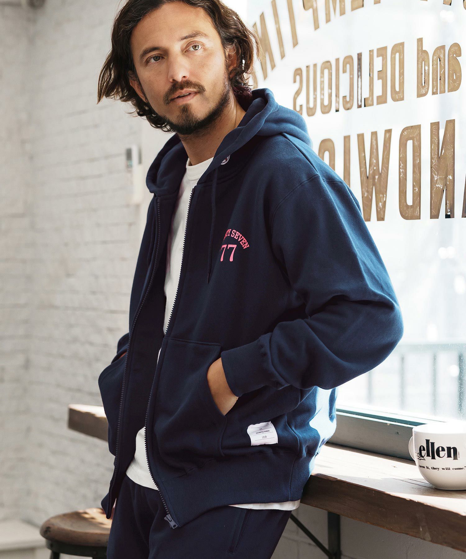 seventy seven(セブンティセブン)】middle onz zip up sweat hoodie