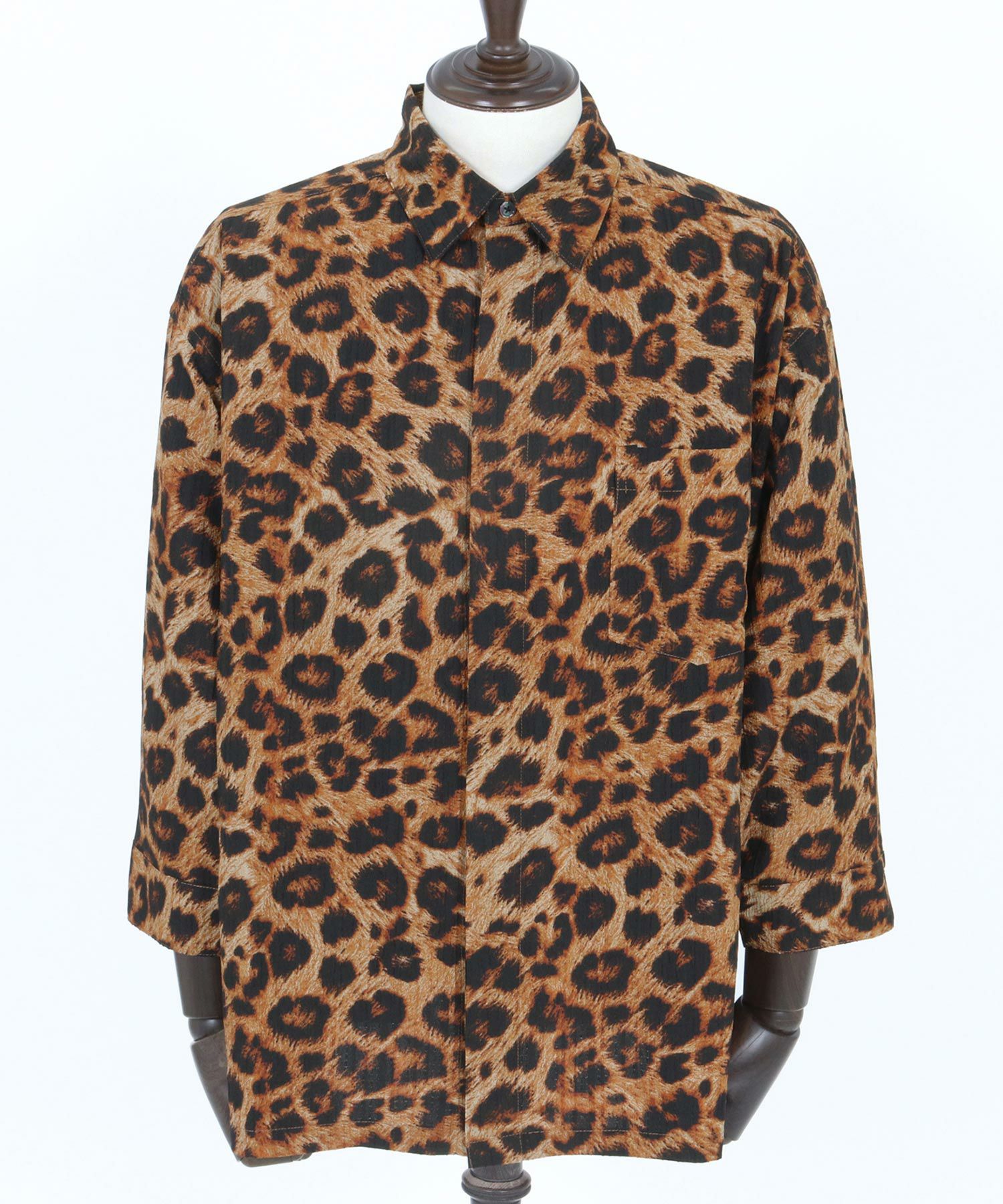 レオ✵ CAMBIO(カンビオ)】Leopard and Dobby Jacquard Fly Front 3-4 Sleeve