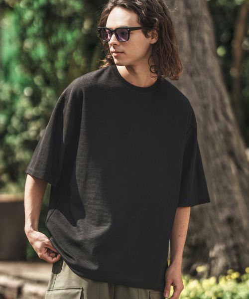 【CAMBIO(カンビオ)】Gimmick Design Waffle Cut sew Tシャツ(S46625cmb)