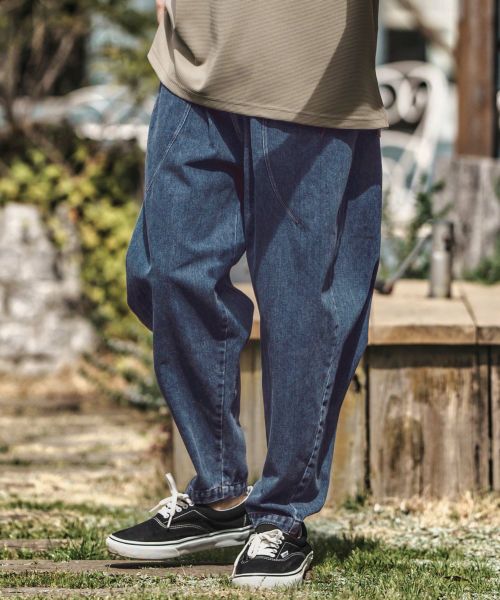【CAMBIO(カンビオ)】【予約販売5月上旬～中旬入荷】 タックステッチバルーンデニムパンツ(HLCM0185)
