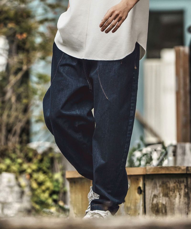 30%OFF【CAMBIO(カンビオ)】タックステッチバルーンデニムパンツ