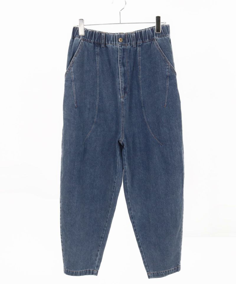 波と蝶 30%OFF【CAMBIO(カンビオ)】タックステッチバルーンデニムパンツ
