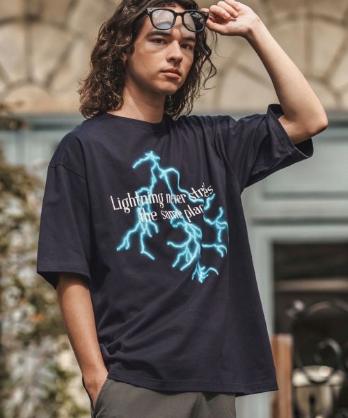 【CAMBIO(カンビオ)】 プリントTビッグ_Lightning Tシャツ(2501102MCB)