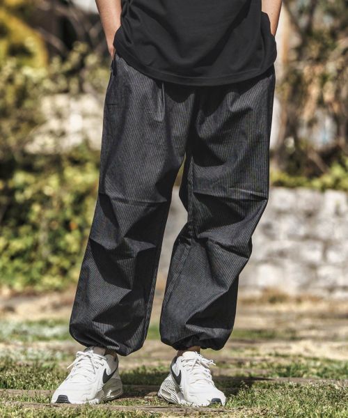 30%OFF【CAMBIO(カンビオ)】綿バイオストライプ膝タックパンツ(25050CM)