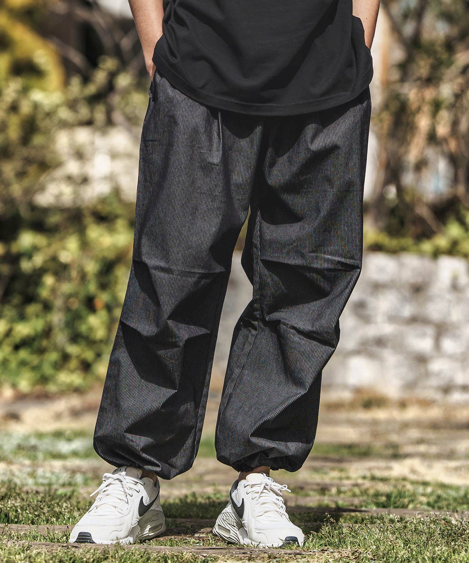 50%OFF【CAMBIO(カンビオ)】綿バイオストライプ膝タックパンツ(25050CM