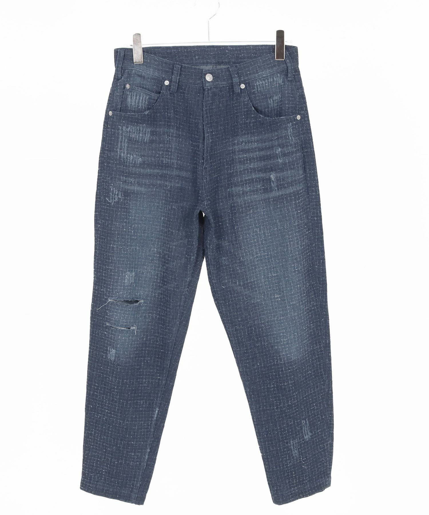 50%OFF【CAMBIO(カンビオ)】ダメージ加工JQDデニムテーパードパンツ