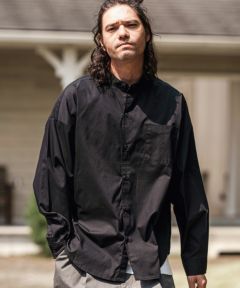 CAMBIO(カンビオ)】ビッグシルエットバンドカラーLSシャツ