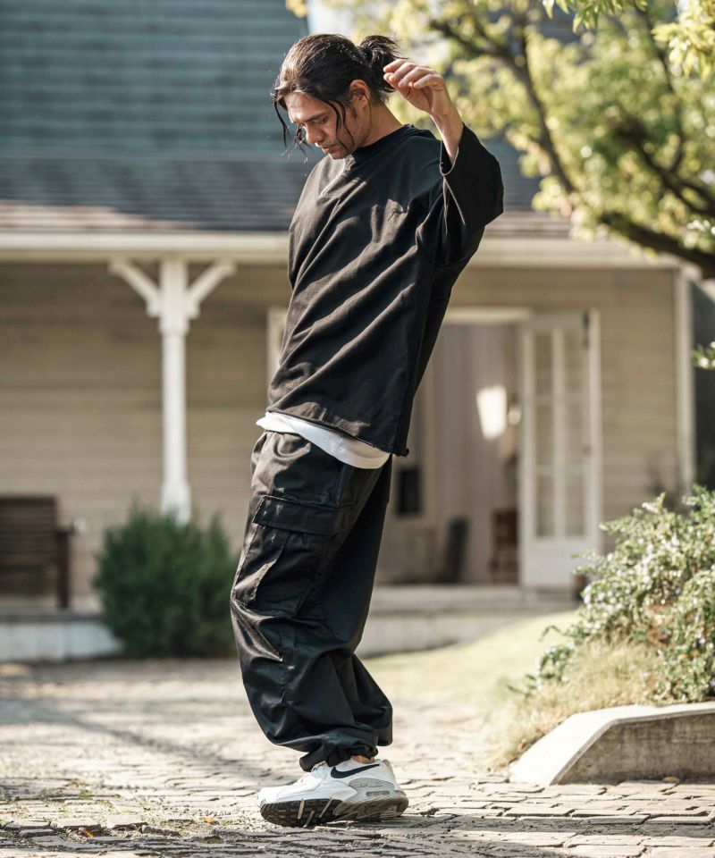 チエページ CAMBIO(カンビオ)】TCツイル裾ゴムストッパーカーゴパンツ(HLCM0179