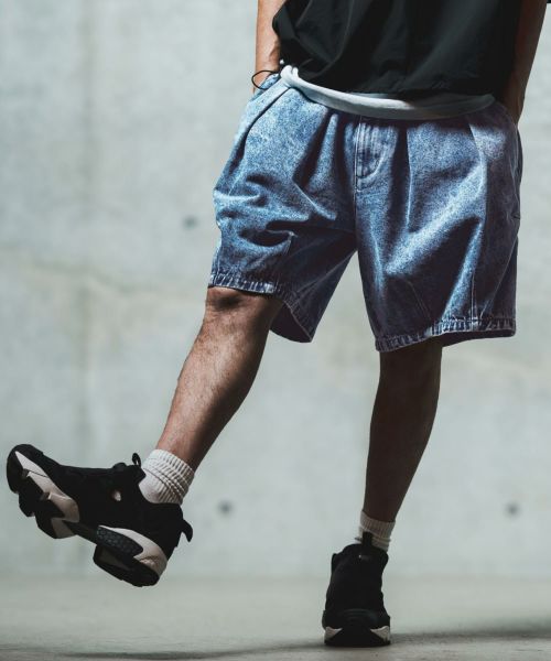 【GLIMCLAP(グリムクラップ)】Chemical wash denim shorts デニムショートパンツ(18-054-gls-cf)