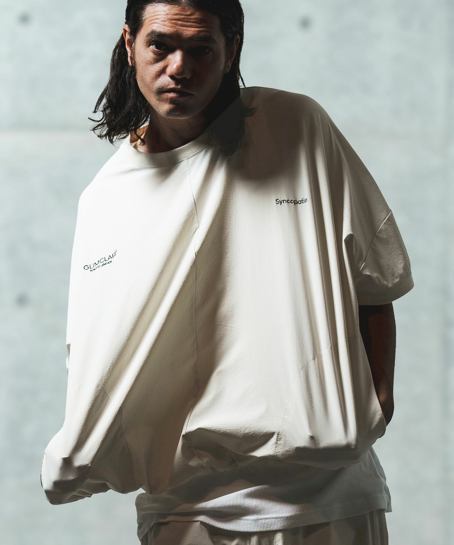 GLIMCLAP(グリムクラップ)】Mini-ripstop nylon fabric short-sleeve