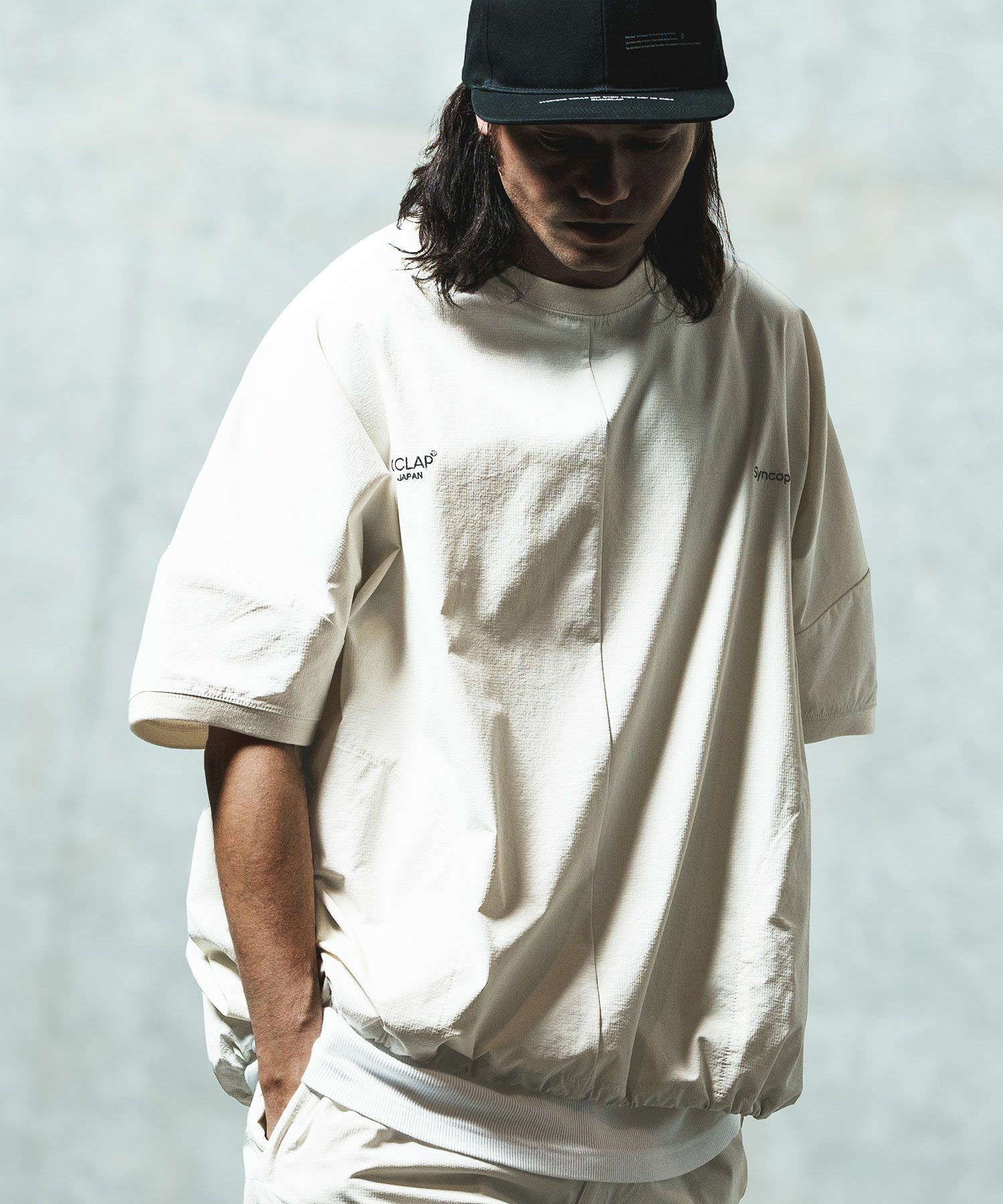 GLIMCLAP(グリムクラップ)】Mini-ripstop nylon fabric short-sleeve