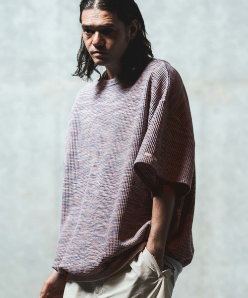 【GLIMCLAP(グリムクラップ)】Melange fabric Boxy silhouette T-shirt Tシャツ(18-035-gls-cf)