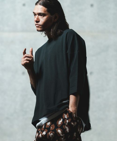 【GLIMCLAP(グリムクラップ)】Cordlane fraise fabric boxy silhouette 3-4 sleeve cut and sewn カットソー(18-034-gls-cf)