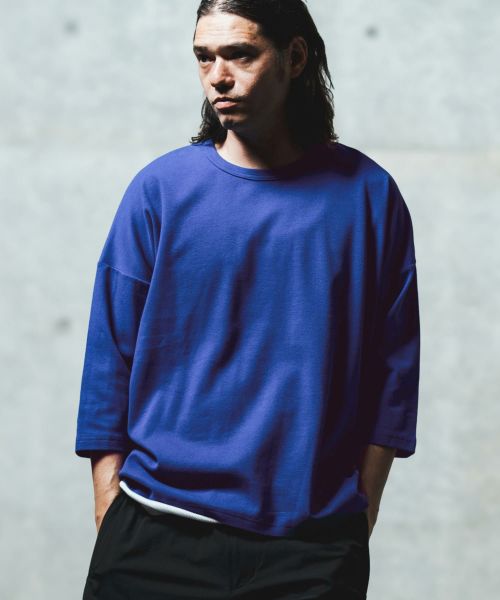 【GLIMCLAP(グリムクラップ)】Cordlane fraise fabric boxy silhouette 3-4 sleeve cut and sewn カットソー(18-034-gls-cf)