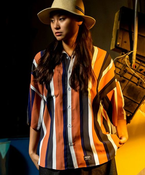 【430(フォーサーティ)】S-S STRIPE BIG SHIRT ストライプシャツ(25-086)