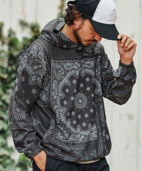【1minute 1second(ワンミニットワンセカンド)】【予約販売6月中旬～下旬入荷】bandana pattern hoodie blouson フーディーブルゾン(1M25N110)