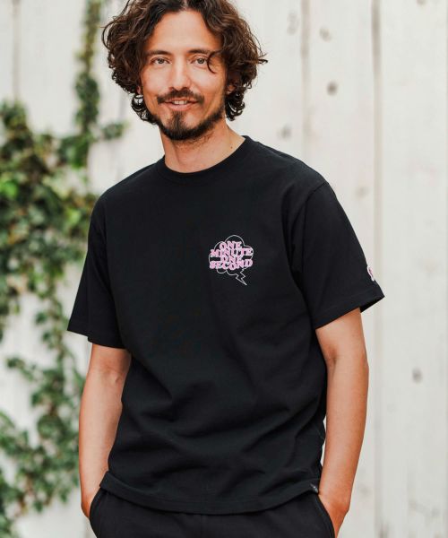 【一部サイズカラー予約販売7月中旬～下旬入荷】【1minute 1second(ワンミニットワンセカンド)】USA cotton speech bubble  print T-shirt Tシャツ(1M25N210)