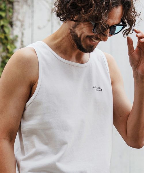 【1minute 1second(ワンミニットワンセカンド)】【予約販売6月上旬～中旬入荷】cursive print tank top タンクトップ(1M25N200)