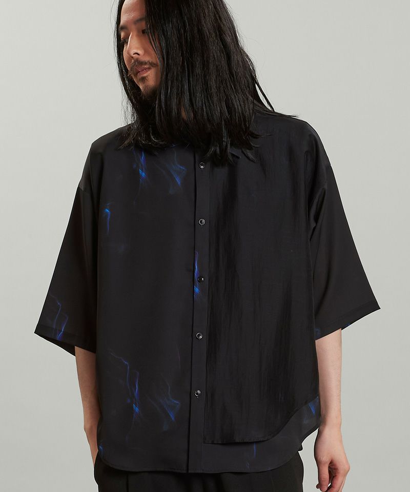 20%OFF【NO ID.(ノーアイディー)】ﾊｰﾌｽﾘｰﾌﾞﾚｲﾔｰﾄﾞBIG-SH シャツ