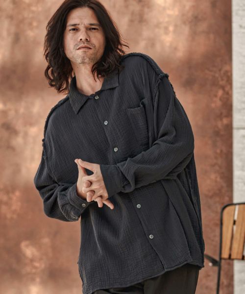【CAMBIO(カンビオ)】【予約販売8月中旬～下旬入荷】Cut Off Double Gauze Shirts ダブルガーゼシャツ(PF-251-024)