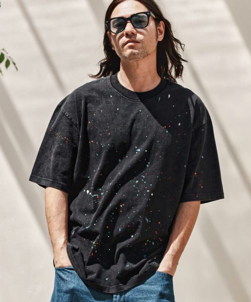【CAMBIO(カンビオ)】【予約販売6月中旬～下旬入荷】Pigment Wash Paint Splash Tee Tシャツ(S47425cmb)