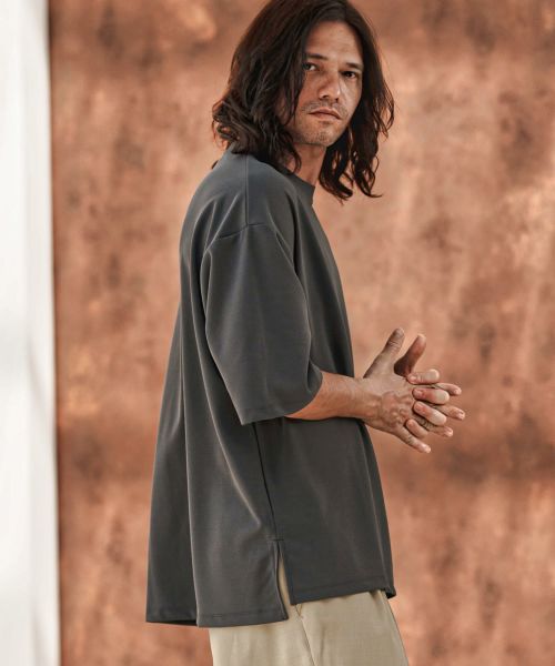 【CAMBIO(カンビオ)】ビッグシルエット梨地Tシャツ(HLCM0182)