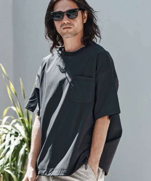 【CAMBIO(カンビオ)】ドローコード付き接触冷感Tシャツ