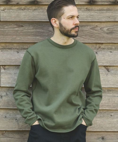 【MROLIVE(ミスターオリーブ)】【予約販売10月上旬～中旬入荷】HEAVY-DUTY COTTON -FLAT SEAMER CREW NECK SHIRT カットソー(M253130)