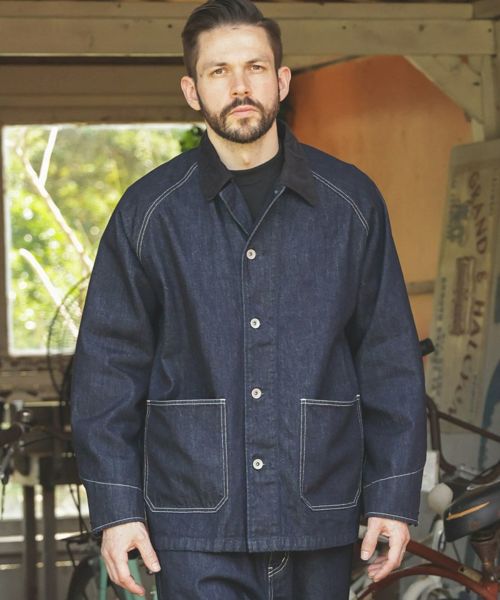 【MROLIVE(ミスターオリーブ)】【予約販売9月末～10月上旬入荷】RINSE WASH 12oz CRUNCH DEINIM -5-BUTTON COVERALL カバーオール(M253114)