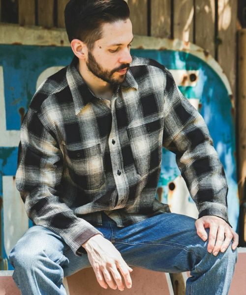 【MROLIVE(ミスターオリーブ)】【予約販売9月末～10月上旬入荷】OMBRE CHECK NEL -WORK SHIRT ワークシャツ(M253120)