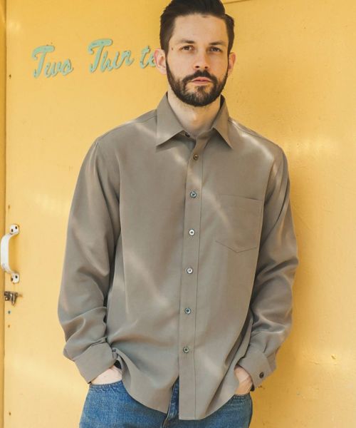 【MROLIVE(ミスターオリーブ)】【予約販売9月上旬～中旬入荷】T-R POWDER POPLIN CLOTH - REGULAR COLLAR SHIRT シャツ(M253101)