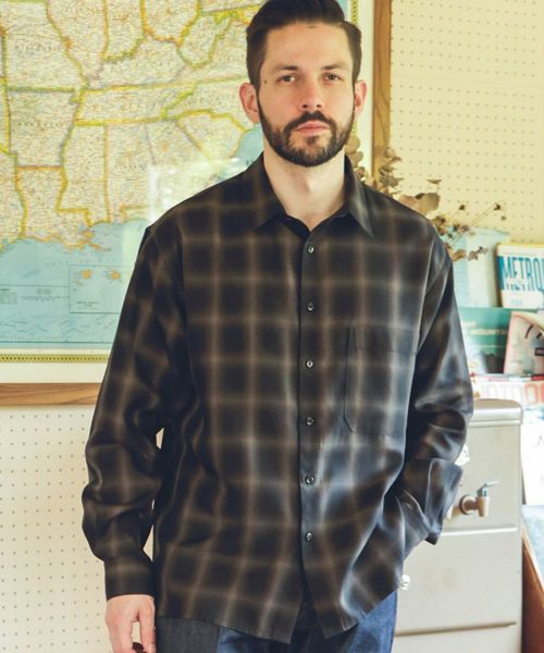 【MROLIVE(ミスターオリーブ)】TENCEL CHECK - SQUARE REGULAR COLLAR SHIRT シャツ(M253102)