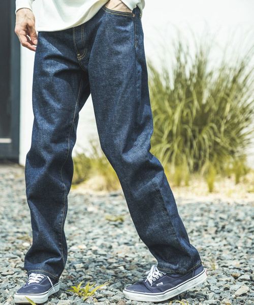 【MROLIVE(ミスターオリーブ)】【予約販売9月上旬～中旬入荷】15oz OLD SELVAGE DENIM - WASHED RELAX TAPERED JEANS デニムパンツ(M233127)