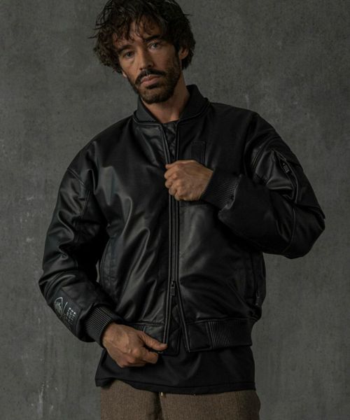 【C DIEM(カルペディエム)】【予約販売10月中旬～下旬入荷】Oversize Leather MA-1 レザージャケット(MSO-25102)