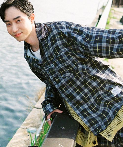 【EFFECTEN(エフェクテン)】【予約販売6月下旬～7月上旬入荷】 Distorted check L-S shirts チェックシャツ(efite-01)