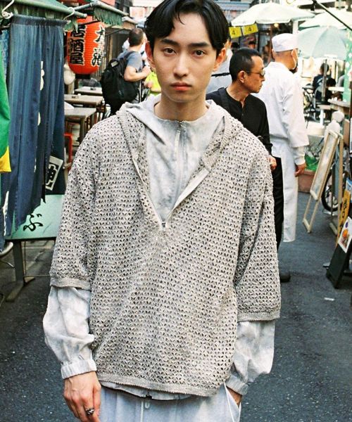 【EFFECTEN(エフェクテン)】【予約販売6月中旬～下旬入荷】 Slab knit half zip hoodie ハーフジップニットフーディー(efite-19)