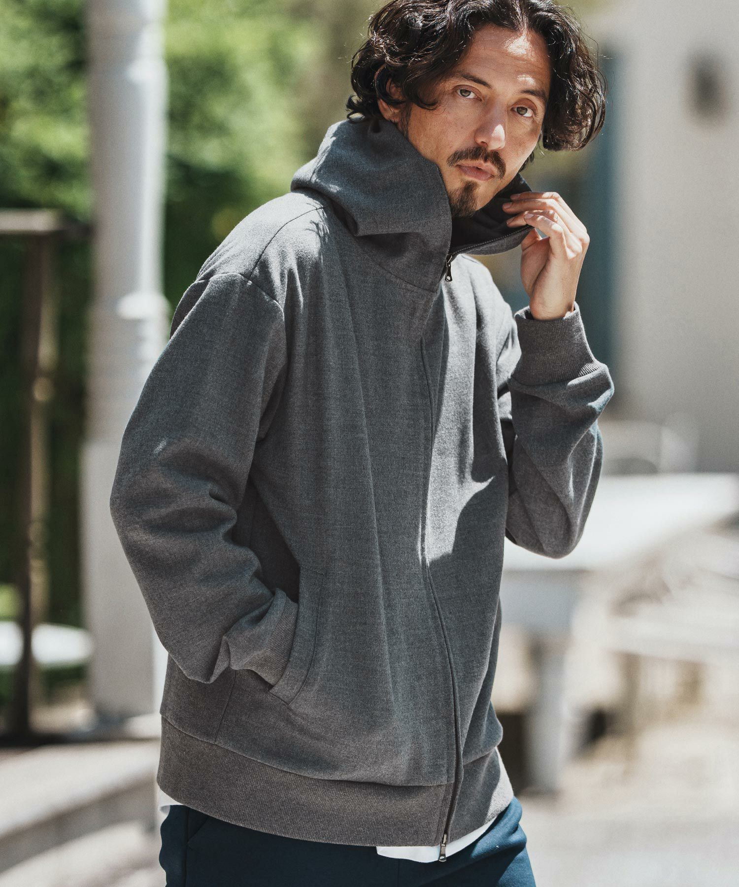 felkod(フィルコッド)】Soft Drape Zip Up Parka ジップパーカー