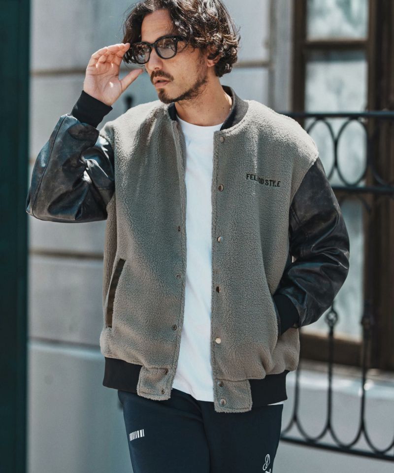 felkod(フィルコッド)】Soft Boa Stadium Jumper スタジアムジャンパー