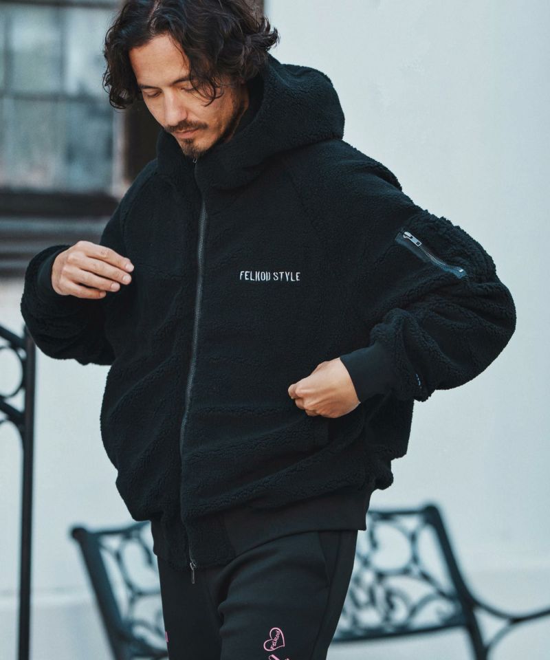 felkod(フィルコッド)】Soft Boa Hooded MA-1 MA-1ジャケット