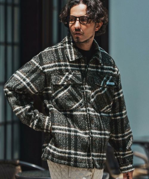 【felkod(フィルコッド)】【予約販売9月上旬～中旬入荷】 Shaggy Check CPO Jacket シャギージャケット(F25A040)