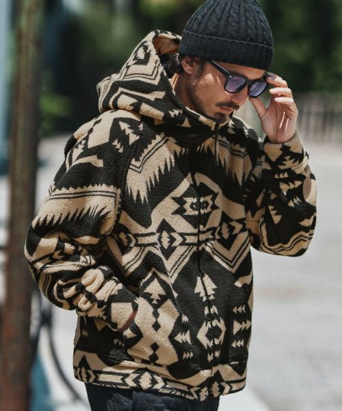 【felkod(フィルコッド)】【予約販売9月上旬～中旬入荷】 Ortega Pattern Fleece Parka フリースパーカー(F25A060)
